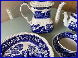 Vintage Copeland Spode's Tower Service Blue White Earthenware Older Gadroon