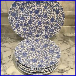 Vintage Crown Derby Blue Flowers 1 Large Serving Plate 39cm 6 dinner Plates 26cm