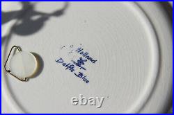 Vintage DELFT blue white pottery plate marked Spring season