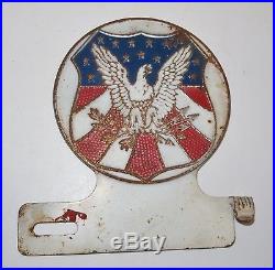 Vintage Eagle Red White Blue License Plate Topper, Fox Company Cincinnati Ohio