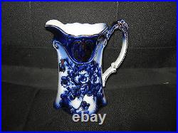 Vintage Flow Blue Pitcher-pansy-brown & Steventon Circa Late 1800's-excellent