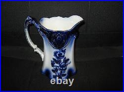 Vintage Flow Blue Pitcher-pansy-brown & Steventon Circa Late 1800's-excellent