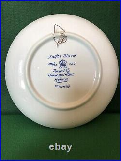 Vintage Full Set of x6 Hand Painted Delft Blue Blauw Royal G Portrait Plates