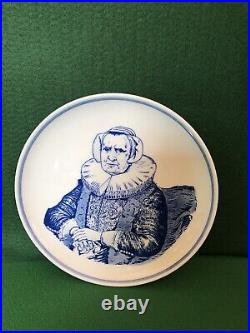 Vintage Full Set of x6 Hand Painted Delft Blue Blauw Royal G Portrait Plates