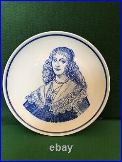Vintage Full Set of x6 Hand Painted Delft Blue Blauw Royal G Portrait Plates