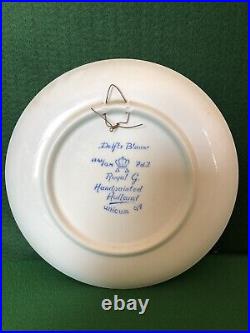 Vintage Full Set of x6 Hand Painted Delft Blue Blauw Royal G Portrait Plates