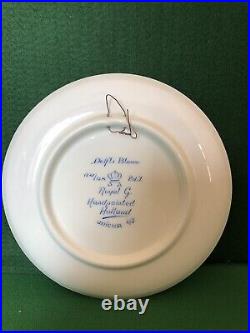 Vintage Full Set of x6 Hand Painted Delft Blue Blauw Royal G Portrait Plates