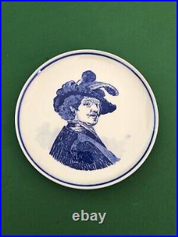 Vintage Full Set of x6 Hand Painted Delft Blue Blauw Royal G Portrait Plates