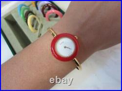 Vintage Gucci Ladies Watch Set with Changeable Bezel Gold Plate Bangle 11/12.2