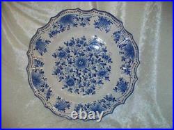 Vintage Hand Painted Italian Blue Arabesco Monarchi Gubbio Italy Pottery Plate