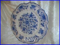 Vintage Hand Painted Italian Blue Arabesco Monarchi Gubbio Italy Pottery Plate