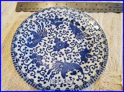 Vintage Holland DELFTS Blue White Phoenix 9 Plate handpainted maker Marks