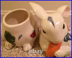 Vintage Lenox Poppies On Blue Bunny Figural Figure Cookie Jar