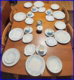 Vintage, Mid-Century Modern, 34pc Royal China, Blue Heaven Dinnerware