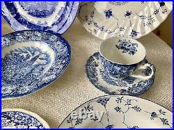 Vintage Mismatched China BLUE & WHITE Service for 4 20 Pieces FREE Shipping