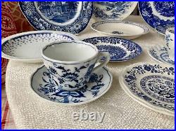 Vintage Mismatched China BLUE & WHITE Service for 4 20 Pieces FREE Shipping