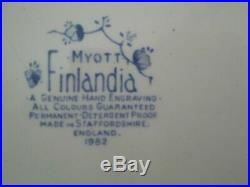 Vintage Myott Finlandia Blue White 41 pc Dinnerware Set Plates Bowls Cups Saucer