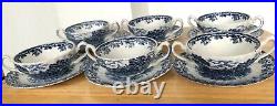 Vintage Myotts Country Life Staffordshire Ware Dinner Set 42 Piece Blue White