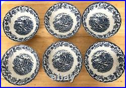 Vintage Myotts Country Life Staffordshire Ware Dinner Set 42 Piece Blue White