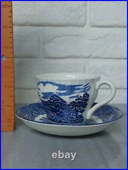 Vintage Old Castle By Barratts of Staffordshire Made in England Blue and White
