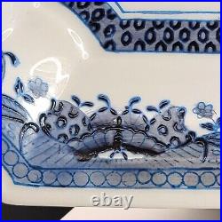 Vintage Oriental Accent Delft Square Plate Crest and Asian Blue and White DH792