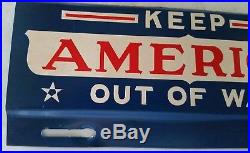 Vintage Original License Plate Topper Keep America Out Of War Red White Blue