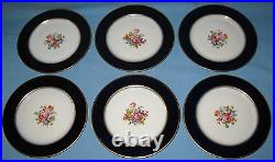 Vintage Pickard Porcelain Plates Set 6 HP Cobalt Rosenthal Bavaria Hutschenreuth