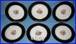 Vintage Pickard Porcelain Plates Set 6 HP Cobalt Rosenthal Bavaria Hutschenreuth