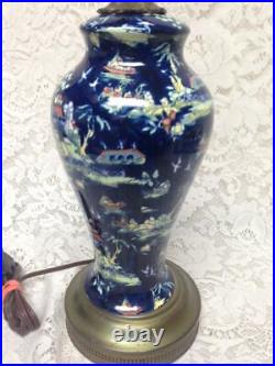 Vintage, Royal Winton Variant Gaudy Blue Willow Electric TableLamp 26T x 13.5inW