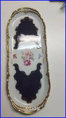 Vintage Stunning Reichenbach Echt Kobalt Blue Gold Porcelain 15.5 Tray Germany