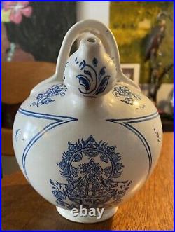 Vintage Talavera Spain No 5, Majolica Blue & White Hand Painted Ceramic Jug