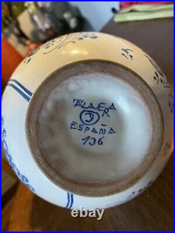 Vintage Talavera Spain No 5, Majolica Blue & White Hand Painted Ceramic Jug