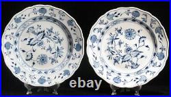 Vintage Two Meissen White Blue Onion 10 Scalloped Dinner Plate Crossed Swords