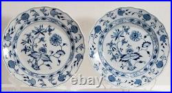 Vintage Two Meissen White Blue Onion 10 Scalloped Dinner Plate Crossed Swords