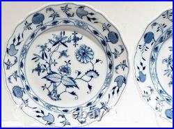 Vintage Two Meissen White Blue Onion 10 Scalloped Dinner Plate Crossed Swords