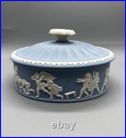 Vintage Wedgwood Blue Jasperware Ladies Oval Watercolor Paint Box