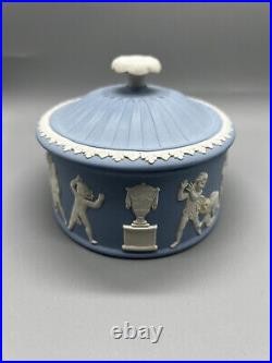 Vintage Wedgwood Blue Jasperware Ladies Oval Watercolor Paint Box