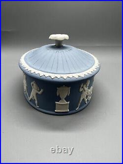 Vintage Wedgwood Blue Jasperware Ladies Oval Watercolor Paint Box