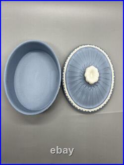 Vintage Wedgwood Blue Jasperware Ladies Oval Watercolor Paint Box