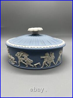 Vintage Wedgwood Blue Jasperware Ladies Oval Watercolor Paint Box