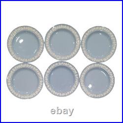 Vintage Wedgwood Etruria Barlaston White On Blue 8 Salad Plates Set Of 6