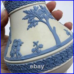 Vintage Wedgwood Greek Reverse Blue On White Jasperware Etruscan Jug Pitcher