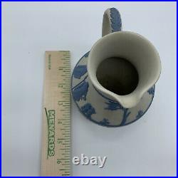 Vintage Wedgwood Greek Reverse Blue On White Jasperware Etruscan Jug Pitcher