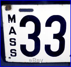 Vtg Antique 1912 Porcelain Mass Massachusetts License Plate Blue + White Nice