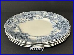 Vtg Antique Johnson Brothers England Venetian Blue White Transferware 4 Plates