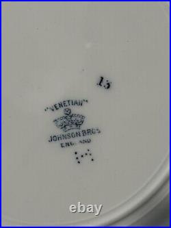 Vtg Antique Johnson Brothers England Venetian Blue White Transferware 4 Plates