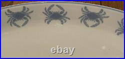 Vtg Gemware Crab Blue White Platter Serving Plate Seafood Large Bowl Rare USA