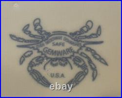 Vtg Gemware Crab Blue White Platter Serving Plate Seafood Large Bowl Rare USA