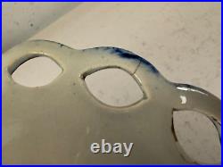 Vtg Possibly Antique Blue & White Transfer Porcelain Reticulated Oval Plate Tray