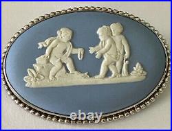 WEDGWOOD JASPERWARE Silver Pin Brooch Cherub CAMEO 1955 Antique MINT